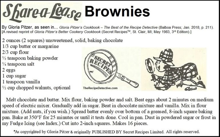 SHARE-A-LEASE BROWNIES - Secret Recipes